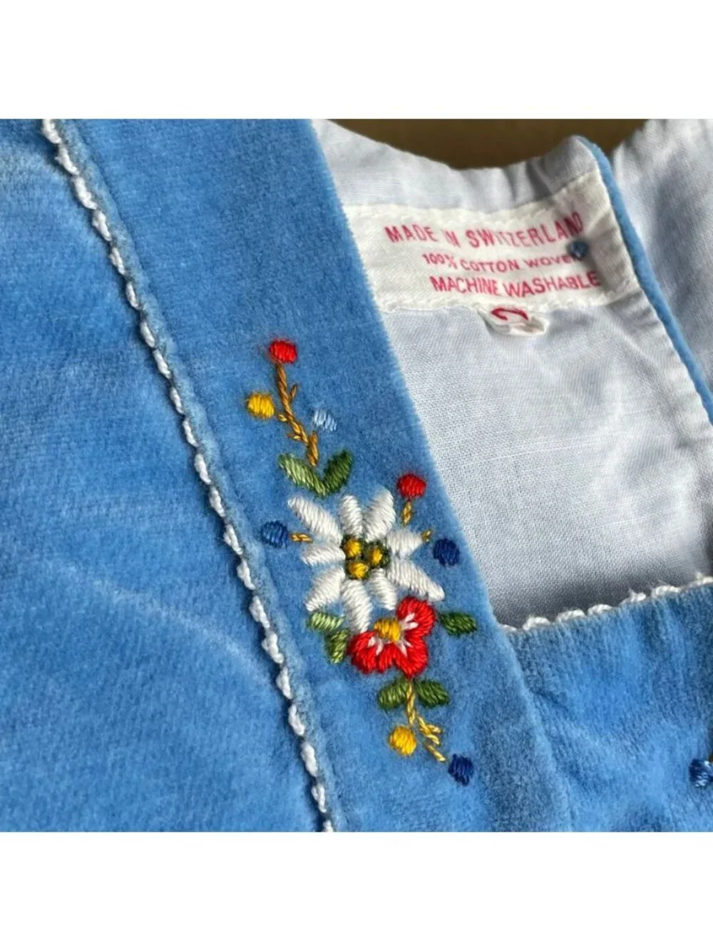 Vintage Rare Swiss 100% Woven Cotton Embroidered‎ Toddler Girl Tank Top - Size 2